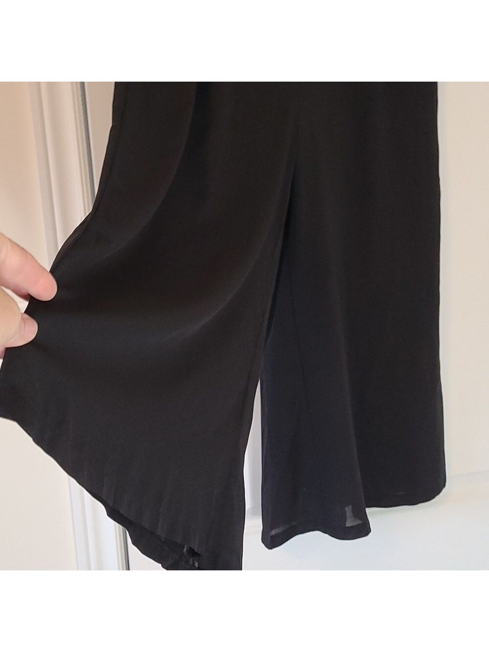 TRÏBE SOLID Black Sheer Culottes with Elastic Waistband Size Small NWT - Picture 6 of 11